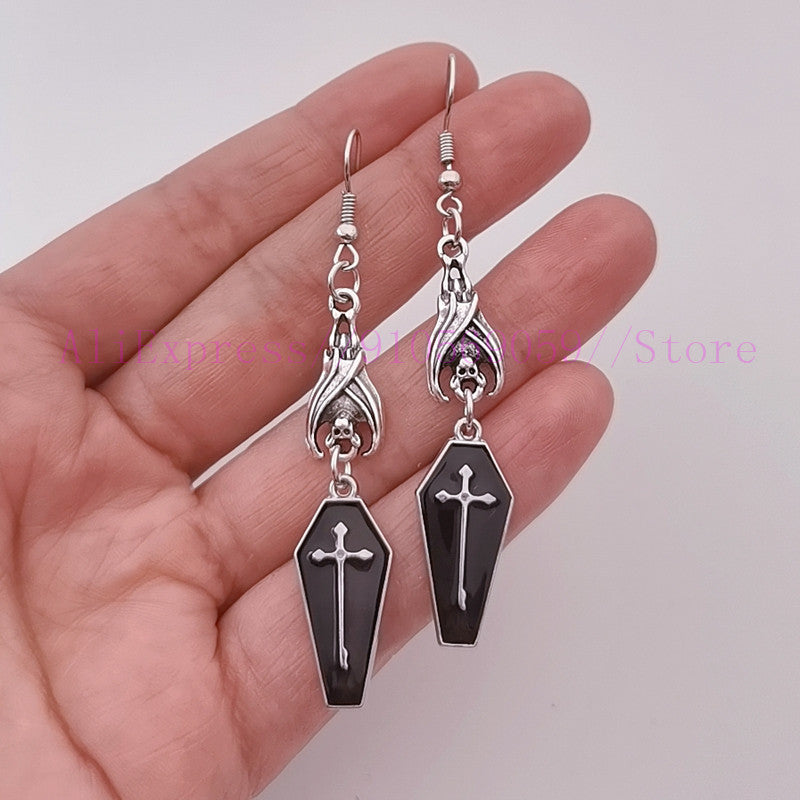 Wholesale Vampire Cross Coffin Tombstone Earrings
